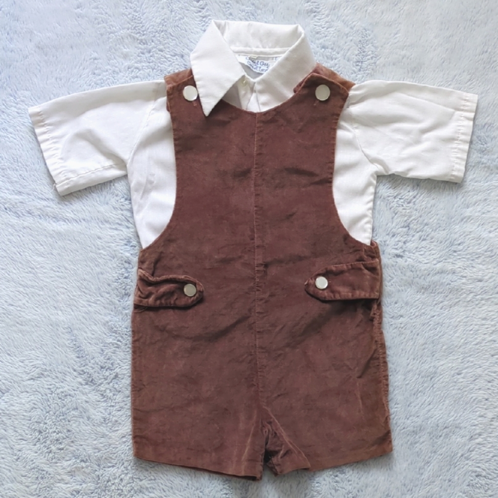 VTG 4T (3T) Great Guy By Good Lad Brown Velvet Shortall Jon Jon Outfit 70s USA